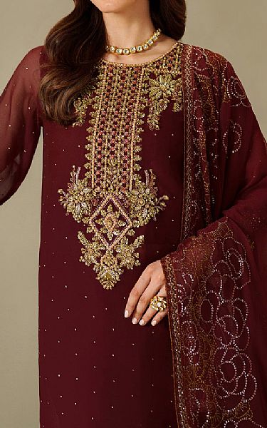 Alizeh Maroon Chiffon Suit | Pakistani Embroidered Chiffon Dresses USA- Image 3
