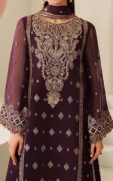 Alizeh Wine Berry Chiffon Suit | Pakistani Embroidered Chiffon Dresses USA- Image 3