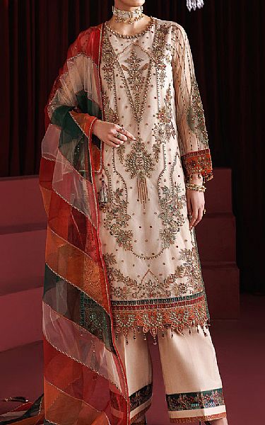 Alizeh Off White Net Suit | Pakistani Embroidered Chiffon Dresses USA- Image 1