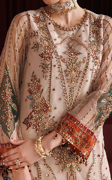 Alizeh Off White Net Suit | Pakistani Embroidered Chiffon Dresses USA- Image 3