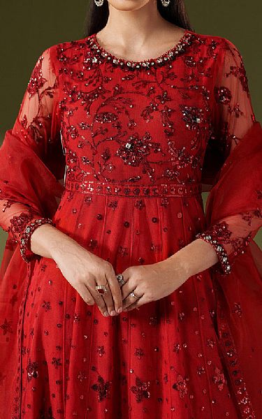 Alizeh Cornell Red Net Suit | Pakistani Embroidered Chiffon Dresses USA- Image 3