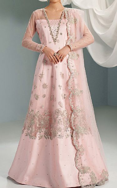 Alizeh Pale Pink Net Suit | Pakistani Embroidered Chiffon Dresses USA- Image 1