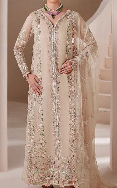 Alizeh Beige Chiffon Suit | Pakistani Embroidered Chiffon Dresses USA- Image 1