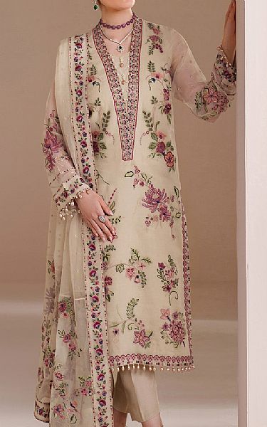 Alizeh Beige Chiffon Suit | Pakistani Embroidered Chiffon Dresses USA- Image 1