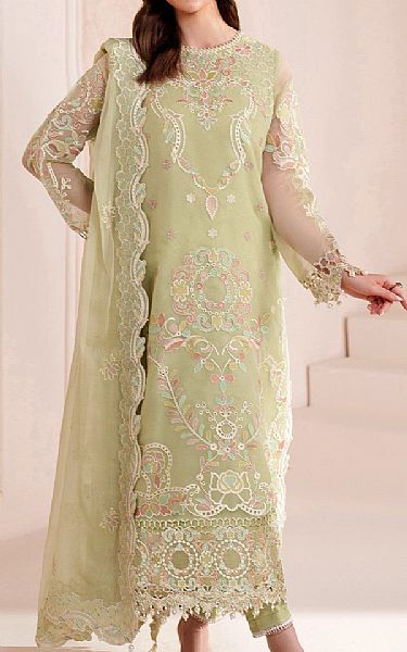 Alizeh Light Olive Chiffon Suit | Pakistani Embroidered Chiffon Dresses USA- Image 1