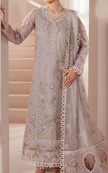 Alizeh Grey Chiffon Suit | Pakistani Embroidered Chiffon Dresses USA- Image 1