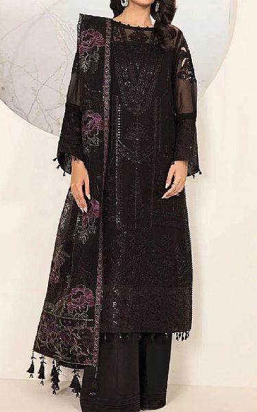 Alizeh Black Chiffon Suit | Pakistani Embroidered Chiffon Dresses USA- Image 1