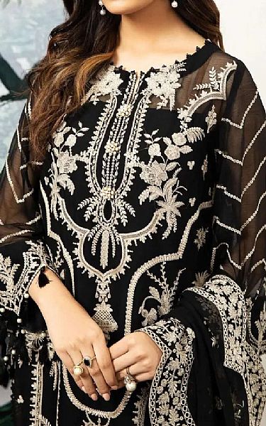 Alizeh Black/Off White Chiffon Suit | Pakistani Embroidered Chiffon Dresses USA- Image 3
