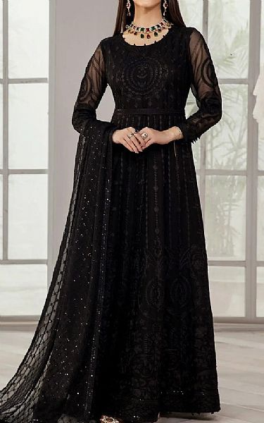 Alizeh Black Chiffon Suit | Pakistani Embroidered Chiffon Dresses USA- Image 1