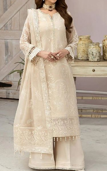 Alizeh Beige Chiffon Suit | Pakistani Embroidered Chiffon Dresses USA- Image 1