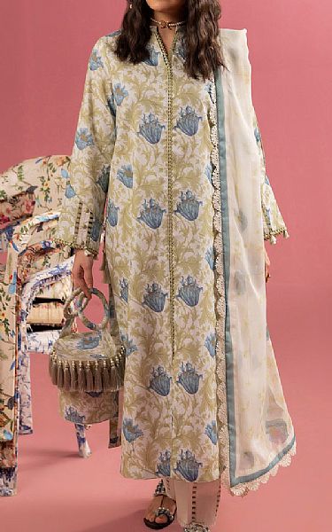 Alizeh Ivory/Dust Lawn Suit | Pakistani Lawn Suits- Image 1