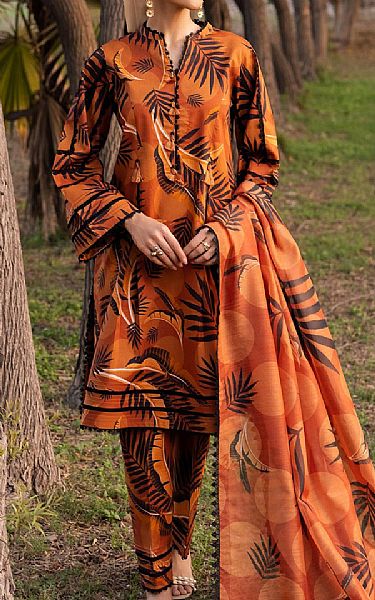 Alizeh Rust Lawn Suit | Pakistani Lawn Suits- Image 1
