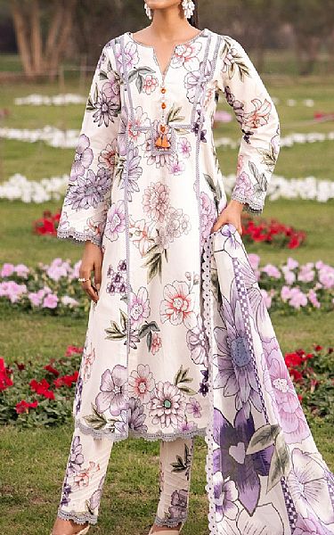 Alizeh White Lawn Suit | Pakistani Lawn Suits- Image 1