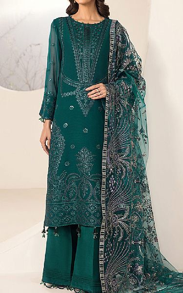 Alizeh Teal Chiffon Suit | Pakistani Embroidered Chiffon Dresses- Image 1