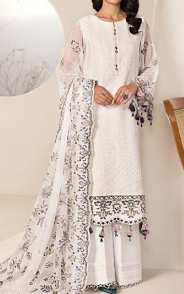 Alizeh White Chiffon Suit | Pakistani Embroidered Chiffon Dresses- Image 1
