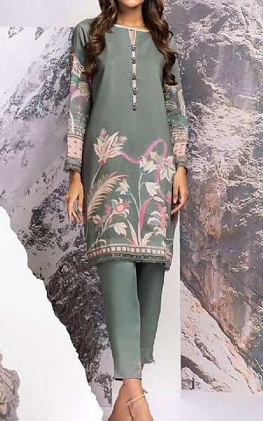 Alkaram Sage Viscose Kurti | Pakistani Dresses in USA- Image 1