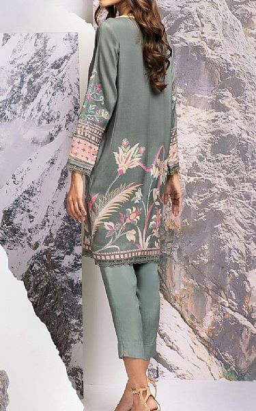 Alkaram Sage Viscose Kurti | Pakistani Dresses in USA- Image 2