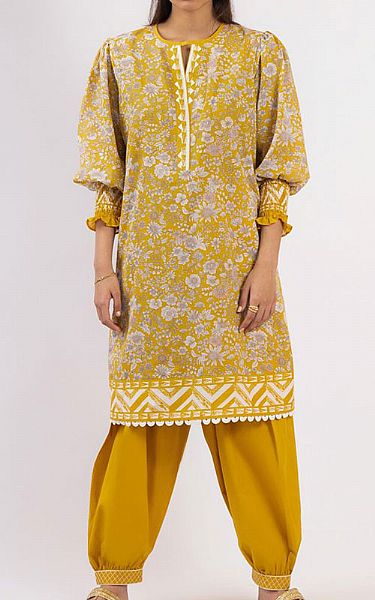 Alkaram Orange Lawn Kurti | Pakistani Dresses in USA- Image 1