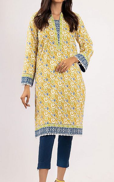 Alkaram Sand Gold Lawn Kurti | Pakistani Dresses in USA- Image 1