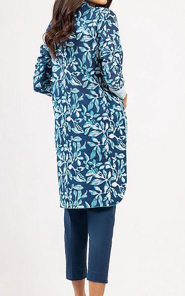 Alkaram Denim Blue Lawn Kurti | Pakistani Dresses in USA- Image 2