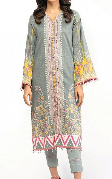 Alkaram Grey Lawn Kurti | Pakistani Dresses in USA- Image 1