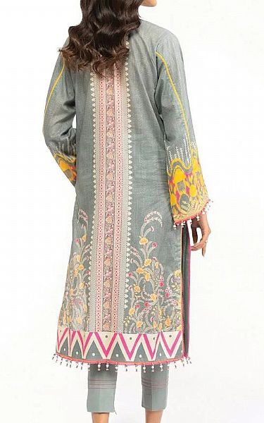Alkaram Grey Lawn Kurti | Pakistani Dresses in USA- Image 2