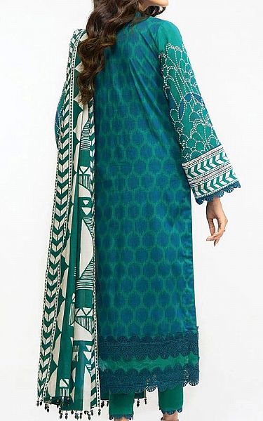 Alkaram Teal Lawn Suit (2 Pcs) | Pakistani Dresses in USA- Image 2