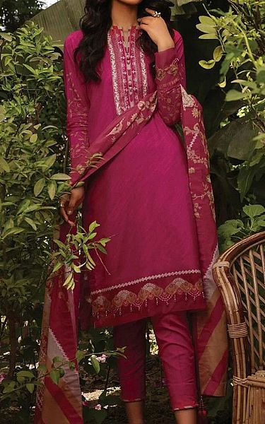 Alkaram Magenta Lawn Suit (2 Pcs) | Pakistani Dresses in USA- Image 1