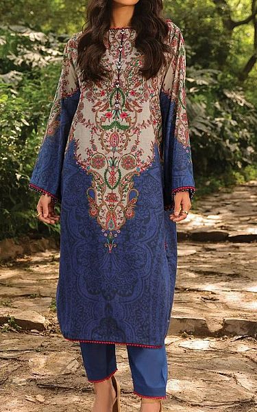 Alkaram Zinc Blue Lawn Suit (2 Pcs) | Pakistani Dresses in USA- Image 1