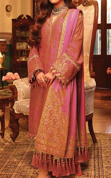 Alkaram Coral Jacquard Suit | Pakistani Dresses in USA- Image 1