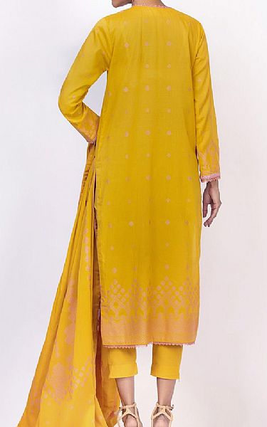 Alkaram Golden Yellow Jacquard Suit | Pakistani Winter Dresses- Image 2