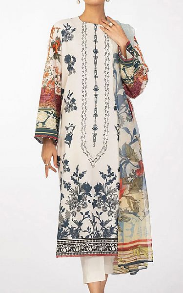 Alkaram Off-white Cambric Suit | Pakistani Dresses in USA- Image 1
