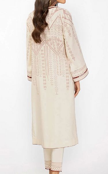 Alkaram Off-white Cambric Kurti | Pakistani Winter Dresses- Image 2
