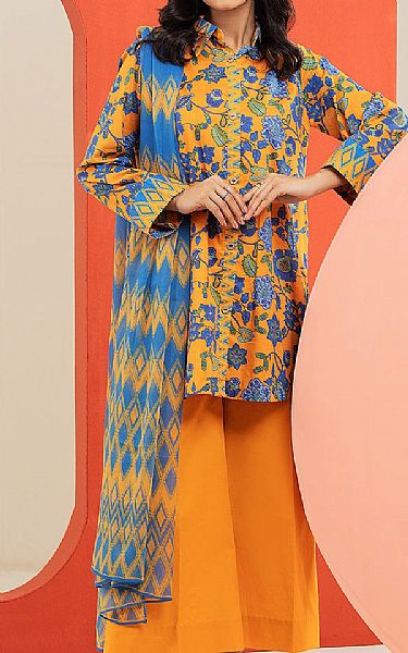 Alkaram Orange Cambric Suit | Pakistani Lawn Suits- Image 1