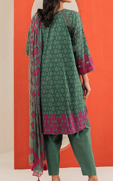 Alkaram Bottle Green Cambric Suit (2 Pcs) | Pakistani Lawn Suits- Image 2