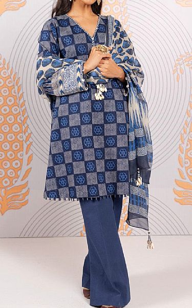 Alkaram Navy Blue Dobby Suit | Pakistani Winter Dresses in USA- Image 1