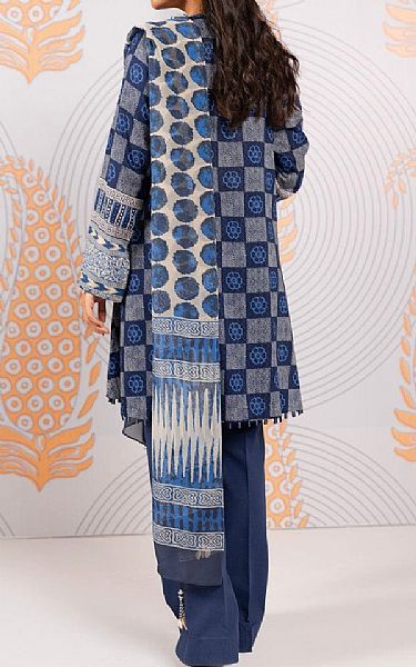 Alkaram Navy Blue Dobby Suit | Pakistani Winter Dresses in USA- Image 2