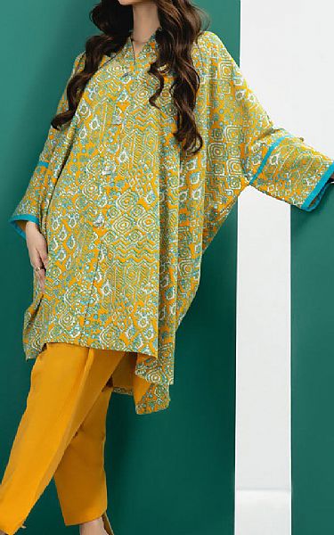 Alkaram Mustard Cambric Kurti | Pakistani Lawn Suits- Image 1
