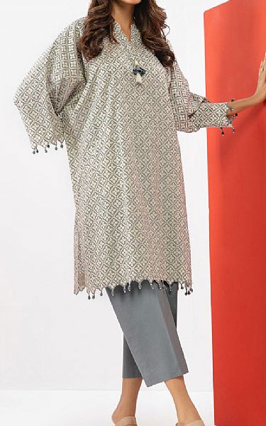 Alkaram Grey Cambric Kurti | Pakistani Lawn Suits- Image 1