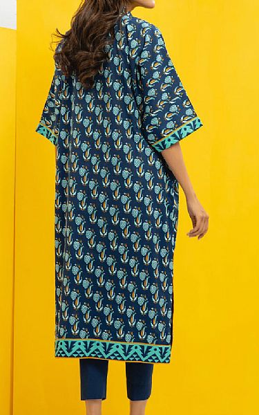Alkaram Denim Blue Cambric Kurti | Pakistani Lawn Suits- Image 2