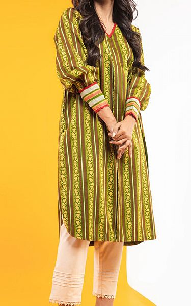 Alkaram Yellow Lawn Kurti | Pakistani Lawn Suits- Image 1
