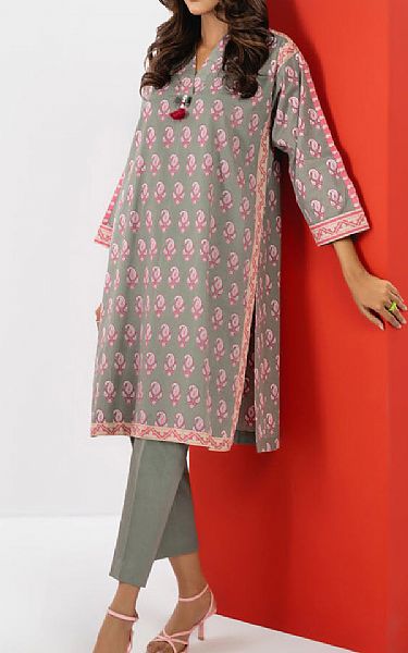 Alkaram Grey Cambric Kurti | Pakistani Lawn Suits- Image 1