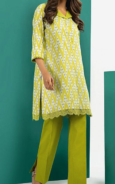 Alkaram Lime Green Cambric Kurti | Pakistani Lawn Suits- Image 1