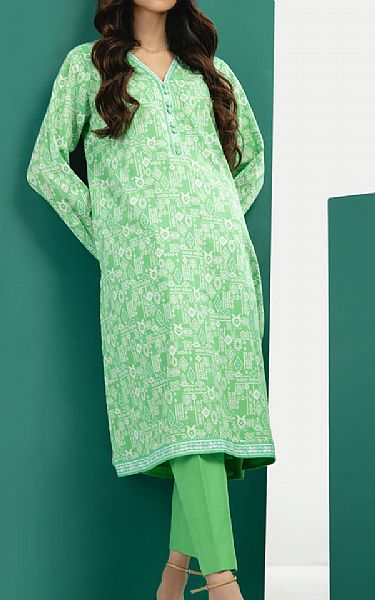 Alkaram Mint Green Cambric Kurti | Pakistani Lawn Suits- Image 1