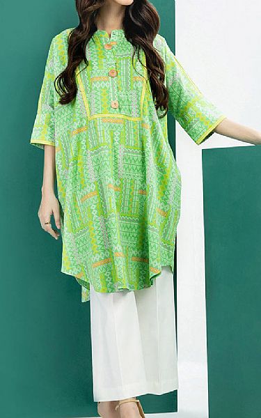 Alkaram Light Green Cambric Kurti | Pakistani Lawn Suits- Image 1