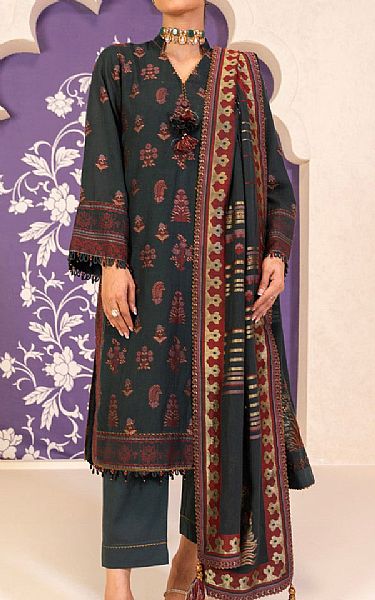 Alkaram Charcoal Jacquard Suit | Pakistani Lawn Suits- Image 1