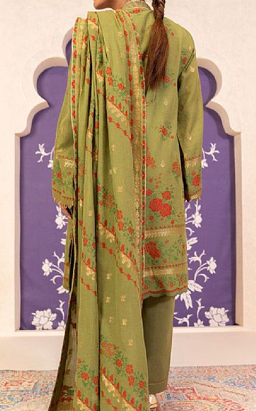 Alkaram Olive Green Jacquard Suit | Pakistani Lawn Suits- Image 2