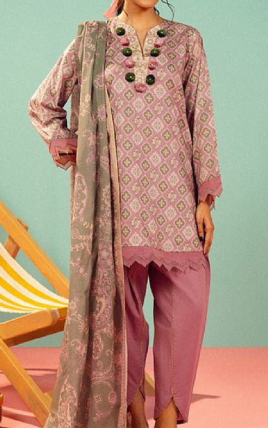 Alkaram Pink Lawn Suit | Pakistani Lawn Dress in USA- Image 1