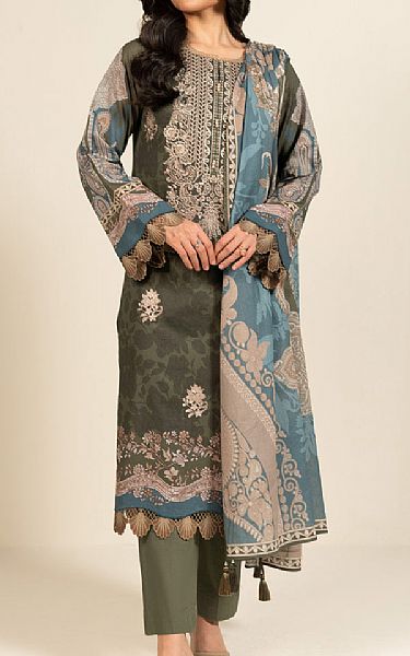 Alkaram Lunar Green Lawn Suit | Pakistani Lawn Dress in USA- Image 1