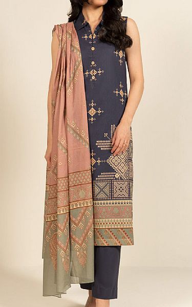 Alkaram Navy Lawn Suit | Pakistani Lawn Dress in USA- Image 1